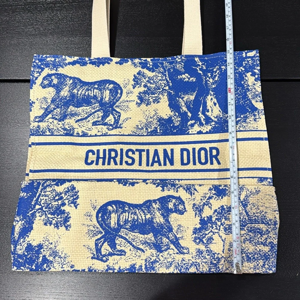 Dior Straw Dioriviera VIP Shoulder Bag Christian Dior Blue Toile Print Tote Bag